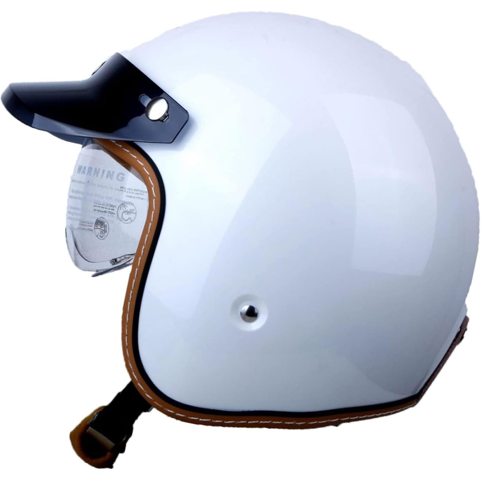 Halbschalenhelm Motorradhelm, Jethelm Retro, Chopperhelm, Rollerhelm, Mit Schutzbrille Und Schnellverschluss Für Damen Herren Erwachsene A,M=57~58CM von BYFHHHH