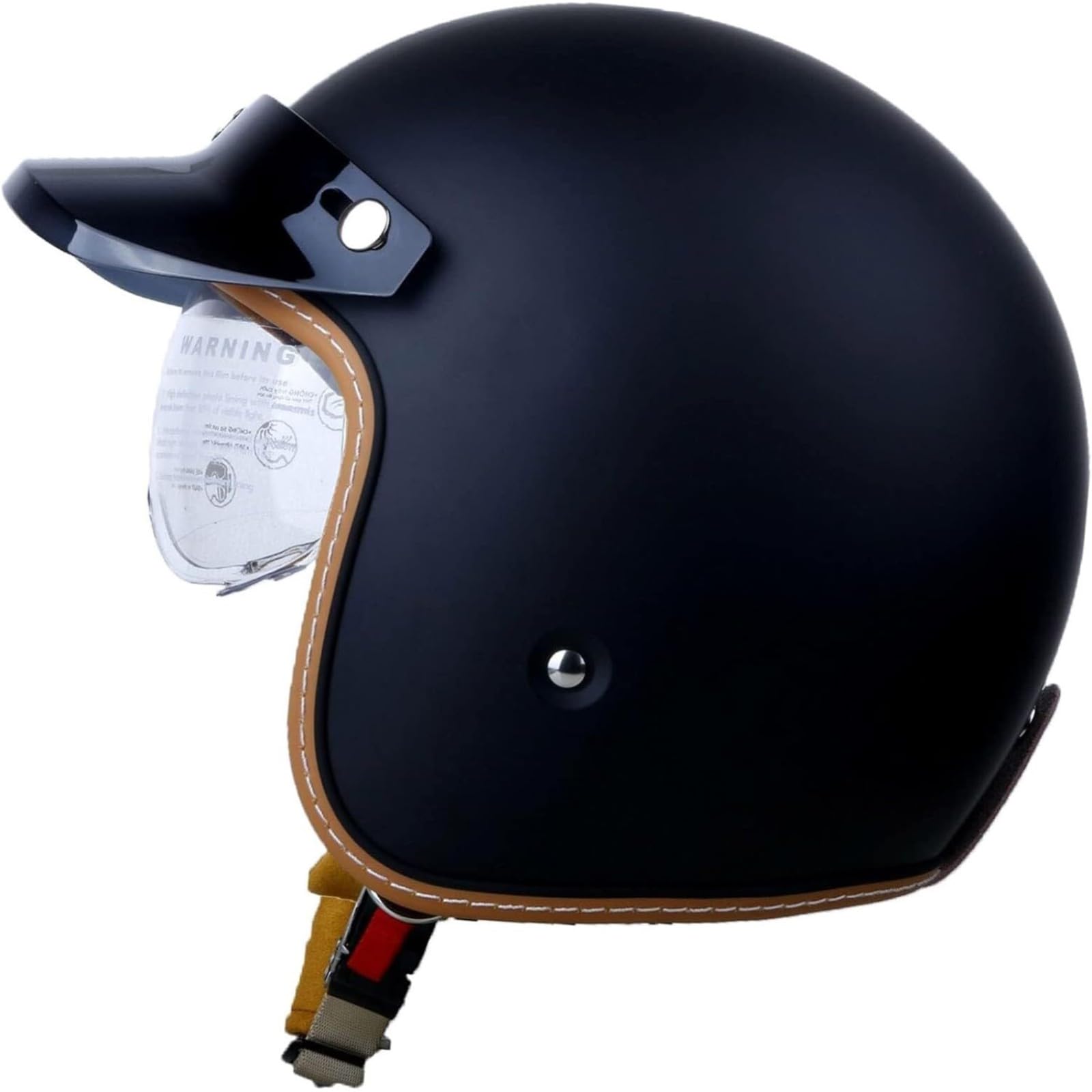 Halbschalenhelm Motorradhelm, Jethelm Retro, Chopperhelm, Rollerhelm, Mit Schutzbrille Und Schnellverschluss Für Damen Herren Erwachsene B,M=57~58CM von BYFHHHH