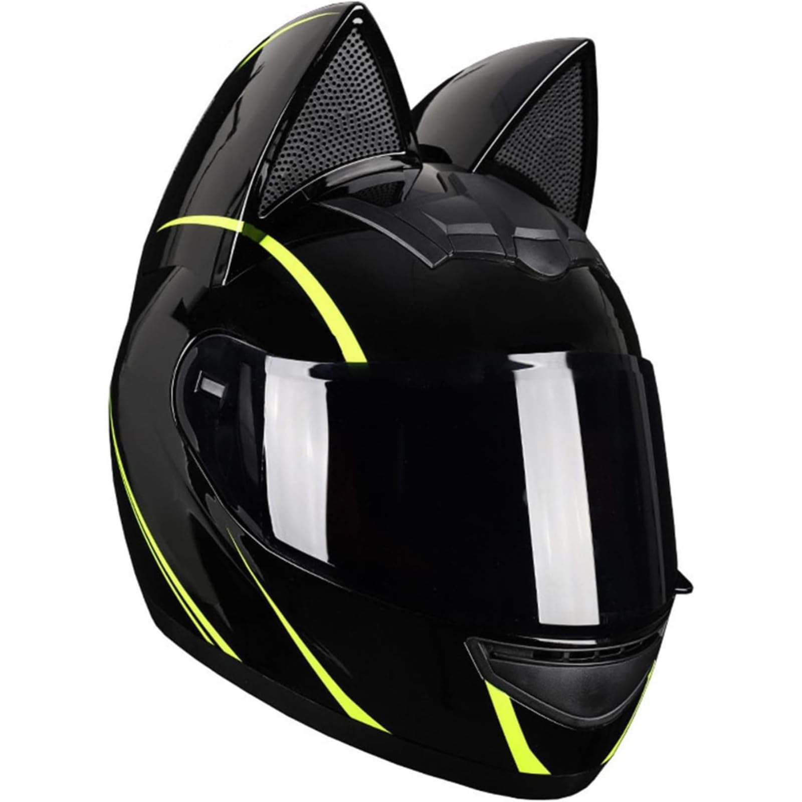 Integralhelm Mit Katzenohren Für Erwachsene, ECE-Zertifizierter Offroad-Motorradhelm Für Männer Und Frauen, Cooler Rennmotorradhelm Mit Ohren, Integralhelm Für Alle Jahreszeiten H2,S=50~53CM von BYFHHHH