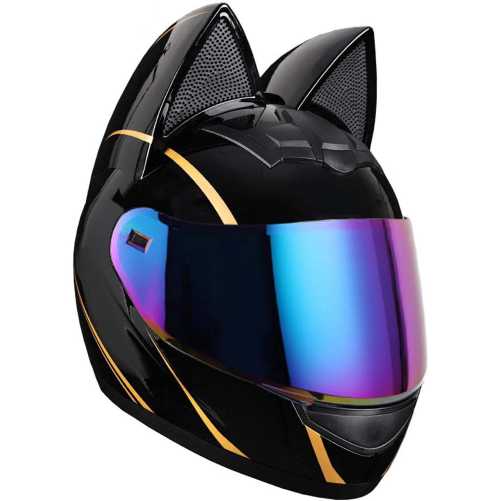 Integralhelm Mit Katzenohren Für Erwachsene, ECE-Zertifizierter Offroad-Motorradhelm Für Männer Und Frauen, Cooler Rennmotorradhelm Mit Ohren, Integralhelm Für Alle Jahreszeiten K4,S=50~53CM von BYFHHHH