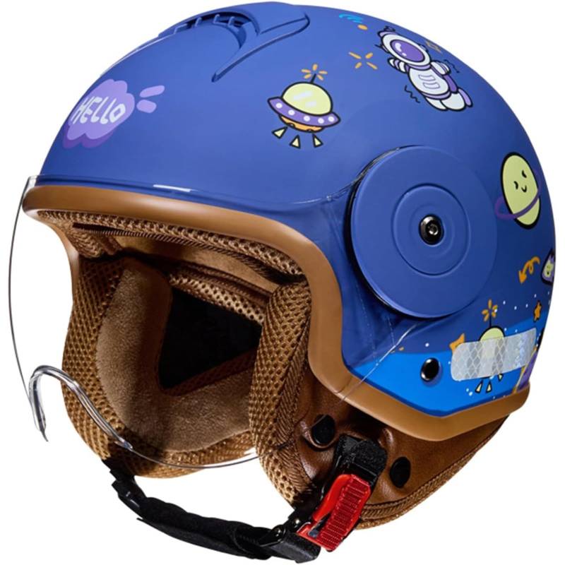 Kinder Motorradhelm Rollerhelm, Jethelm Mit Sonnenblende Süßer Helm Mädchen Rollerhelm Junge Mofahelm, Für 5 Jahre - 12 Jahre Kid A von BYFHHHH