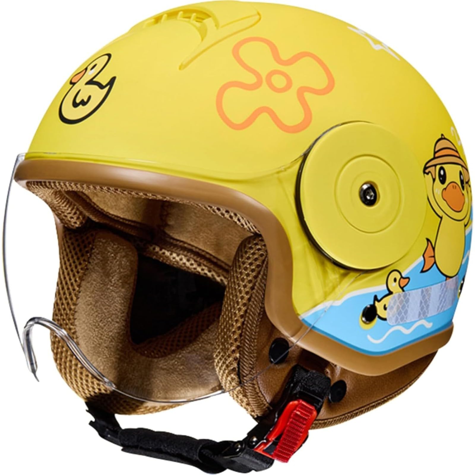 Kinder Motorradhelm Rollerhelm, Jethelm Mit Sonnenblende Süßer Helm Mädchen Rollerhelm Junge Mofahelm, Für 5 Jahre - 12 Jahre Kid C von BYFHHHH