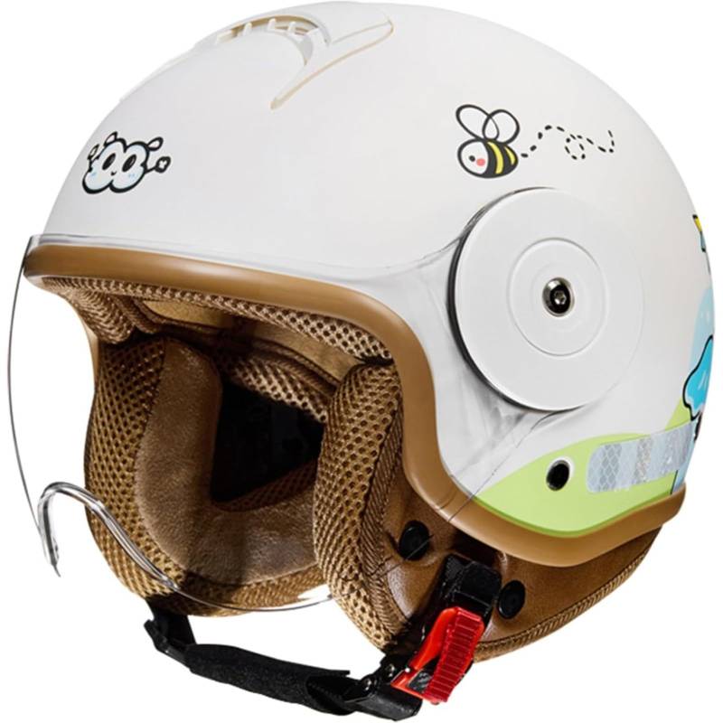 Kinder Motorradhelm Rollerhelm, Jethelm Mit Sonnenblende Süßer Helm Mädchen Rollerhelm Junge Mofahelm, Für 5 Jahre - 12 Jahre Kid E von BYFHHHH