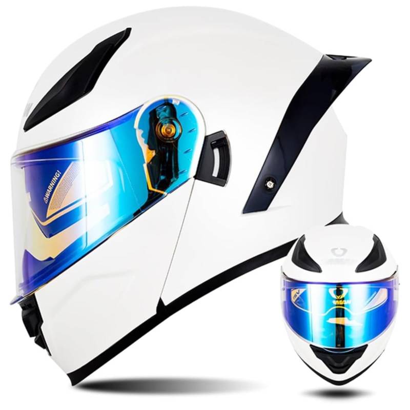 Modularer Motorradhelm, ECE/DOT-Zugelassener Klapphelm, Integralhelm, Roller-Motorradhelm Mit Doppelvisier, Für Männer Und Frauen A,XXL=63~64CM von BYFHHHH