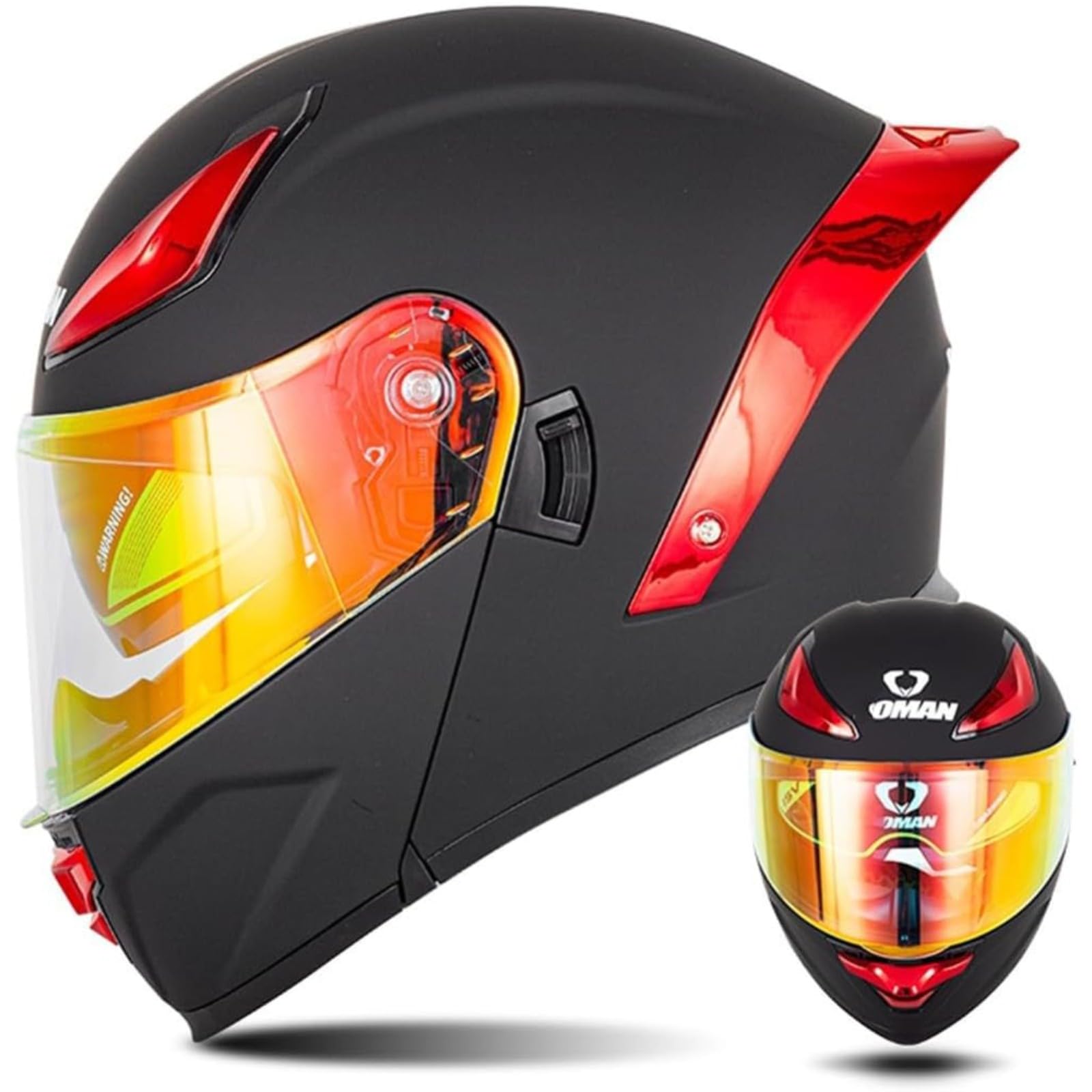 Modularer Motorradhelm, ECE/DOT-Zugelassener Klapphelm, Integralhelm, Roller-Motorradhelm Mit Doppelvisier, Für Männer Und Frauen H,S=55~56CM von BYFHHHH