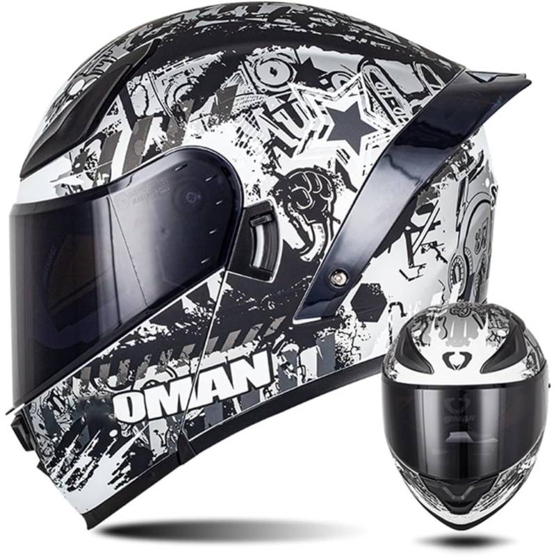 Modularer Motorradhelm, ECE/DOT-Zugelassener Klapphelm, Integralhelm, Roller-Motorradhelm Mit Doppelvisier, Für Männer Und Frauen R,L=59~60CM von BYFHHHH