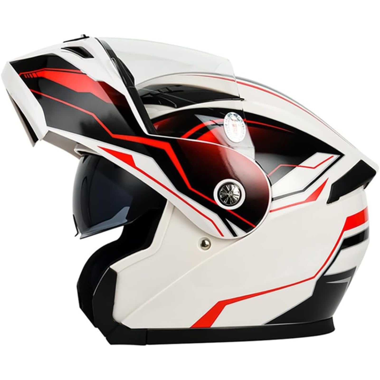 Modularhelm Motorrad-Klapphelm, ECE-Geprüfter Integralhelm Mit Doppellinse, Modularhelm Modularer Integralhelm Für Motorradfahrer E,L=59~60CM von BYFHHHH