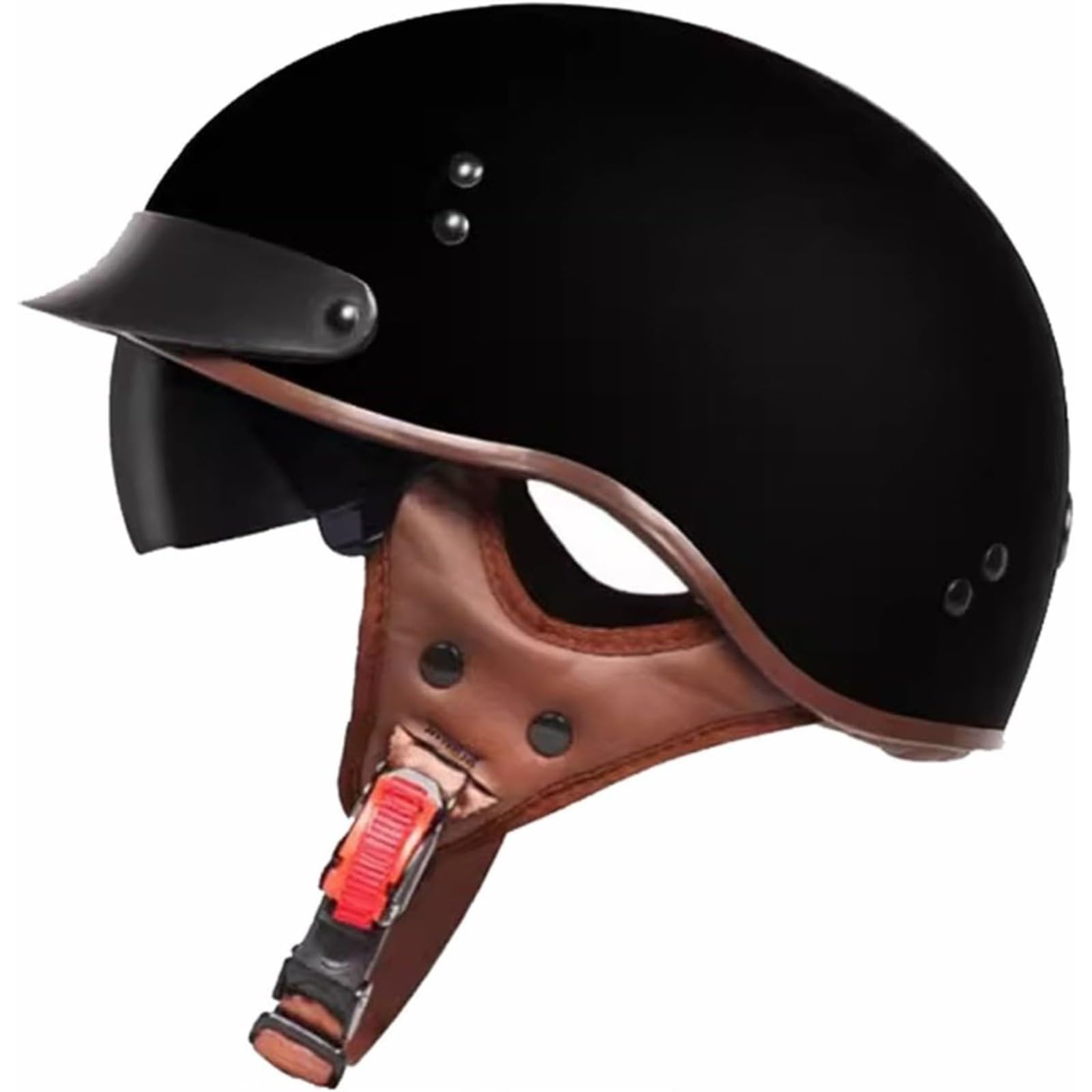 Motorrad-Halbhelm, DOT/ECE-Zulassung Halbschalenhelm Mit Visier Motorradhelm Jethelm Im Deutschen Stil Brain-Cap Scooter Offener Helm Für Biker Chopper Scooter B,XL=61~62CM von BYFHHHH