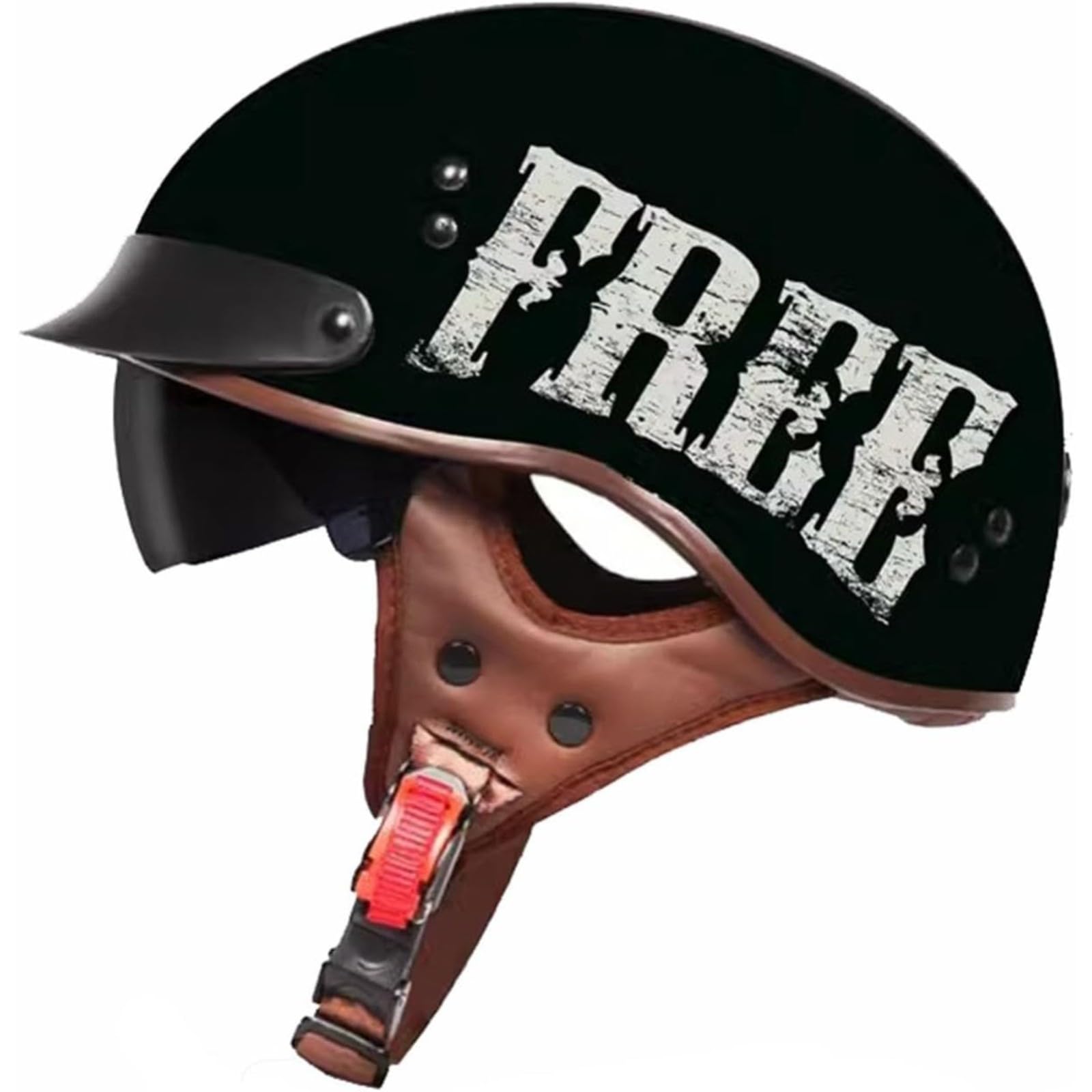 Motorrad-Halbhelm, DOT/ECE-Zulassung Halbschalenhelm Mit Visier Motorradhelm Jethelm Im Deutschen Stil Brain-Cap Scooter Offener Helm Für Biker Chopper Scooter H,M=57~58CM von BYFHHHH