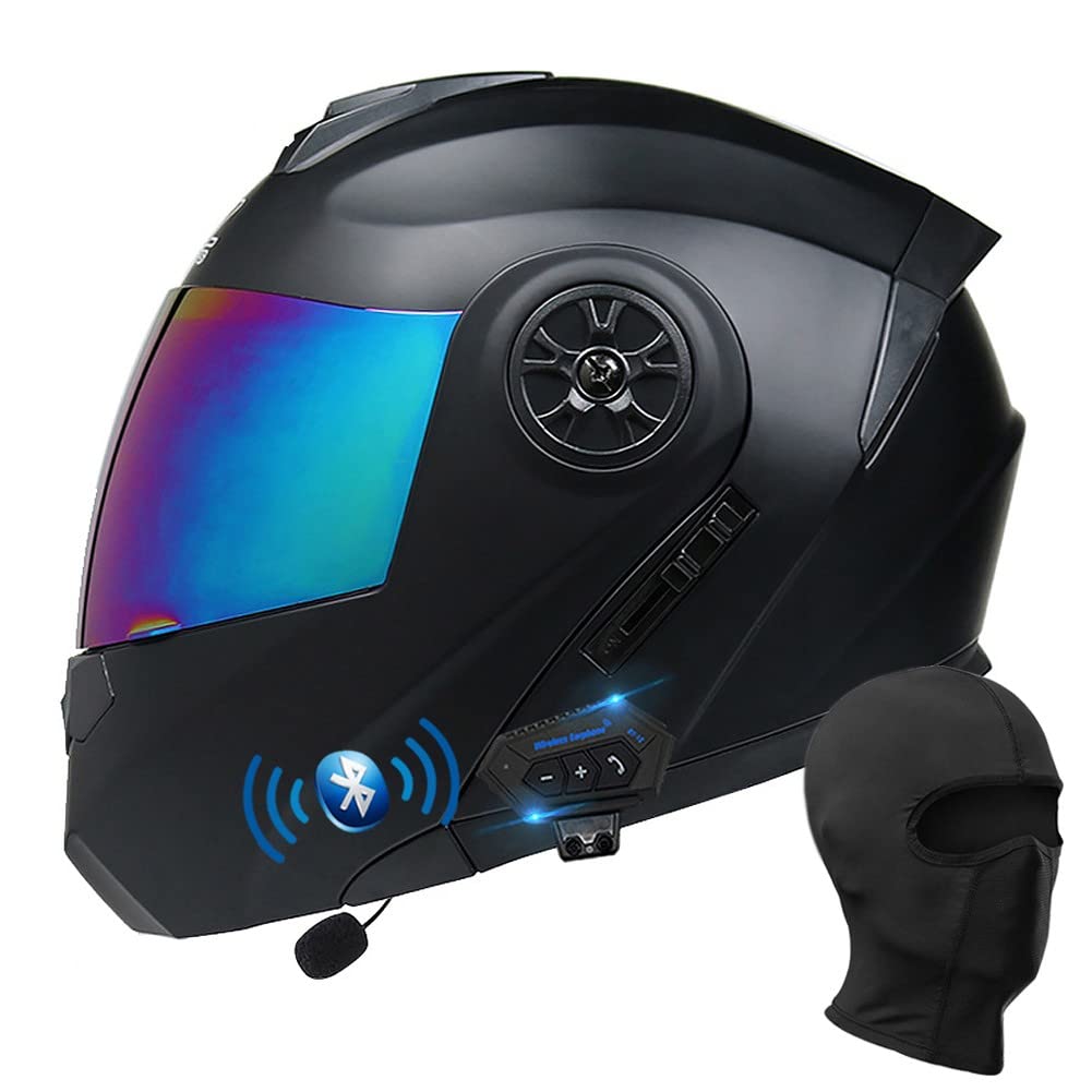 BYGMWEP Klapphelm mit Bluetooth, Integriert Motorradhelm, ECE Zertifiziert Integralhelm mit Doppelvisier, mit Eingebautem Mikrofon für Automatische Reaktion, für Erwachsene Frauen Männer von BYGMWEP