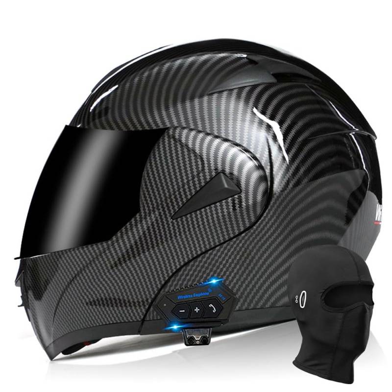 BYGMWEP Klapphelm mit Bluetooth, Integriert Motorradhelm, ECE Zertifiziert Integralhelm mit Doppelvisier, mit Eingebautem Mikrofon für Automatische Reaktion, für Erwachsene Frauen Männer von BYGMWEP