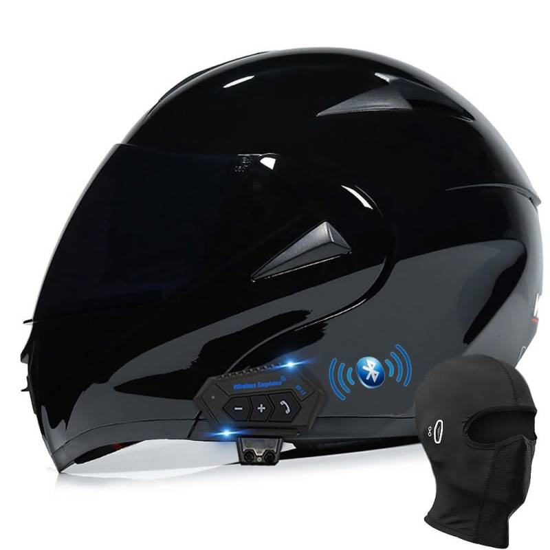 BYGMWEP Klapphelm mit Bluetooth, Integriert Motorradhelm, ECE Zertifiziert Integralhelm mit Doppelvisier, mit Eingebautem Mikrofon für Automatische Reaktion, für Erwachsene Frauen Männer von BYGMWEP