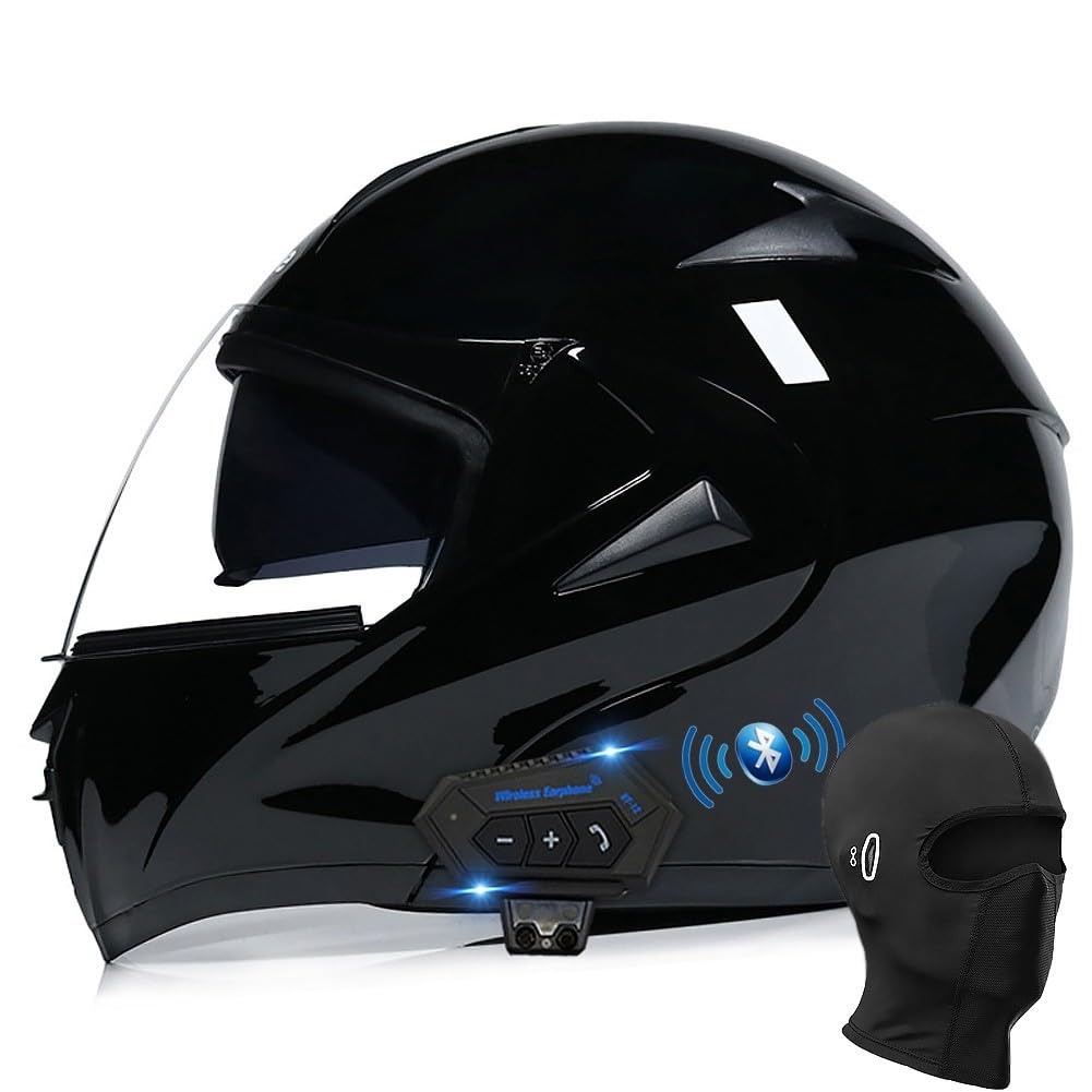 BYGMWEP Klapphelm mit Bluetooth, Integriert Motorradhelm, ECE Zertifiziert Integralhelm mit Doppelvisier, mit Eingebautem Mikrofon für Automatische Reaktion, für Erwachsene Frauen Männer von BYGMWEP