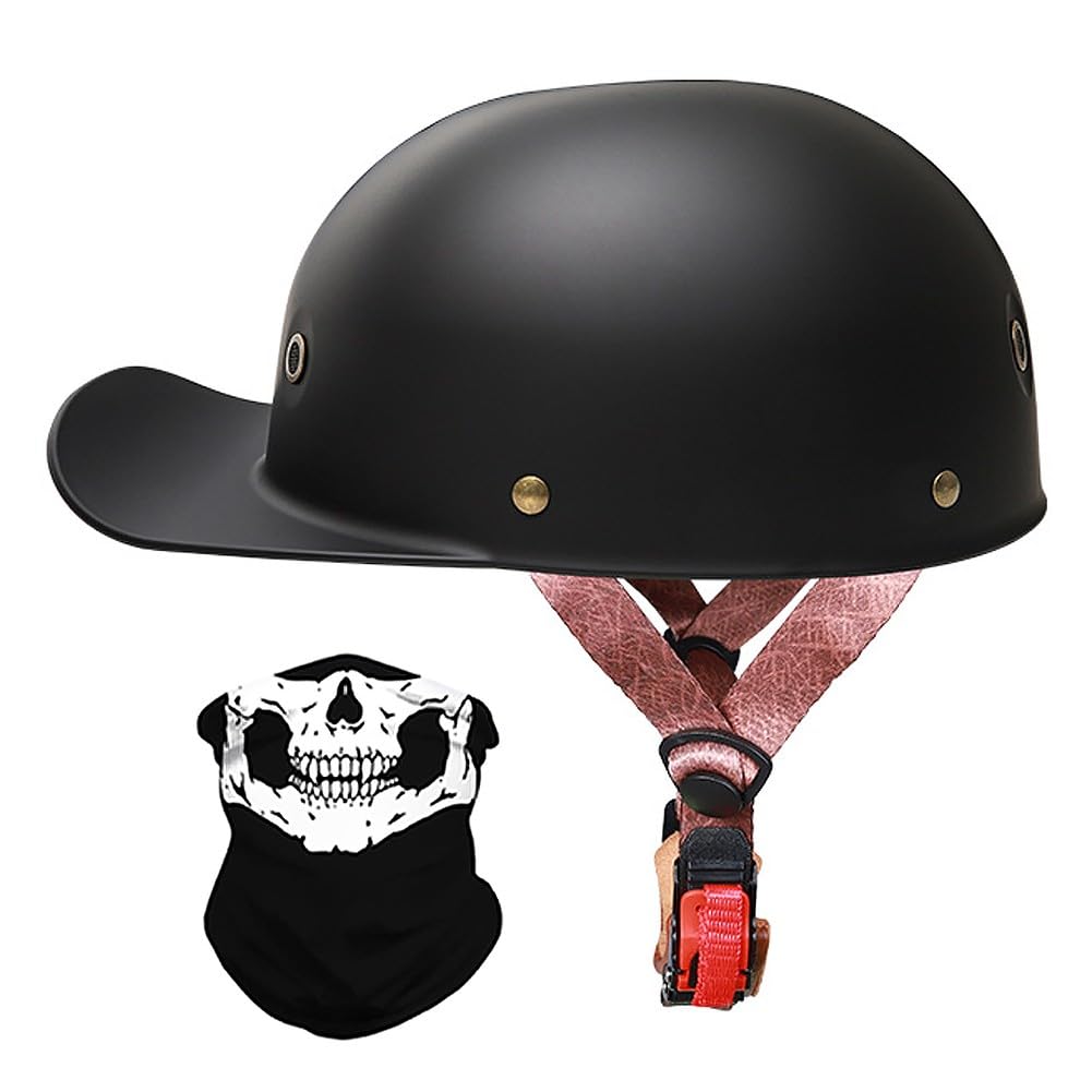 Retro Motorrad Halbhelme, Halbschalenhelm mit ECE-Zulassung, Vintage Motorradhelm Baseball Cap mit Schnellverschluss, Herren Damen Jethelm, für Cruiser Chopper Scooter M-XXL von BYGMWEP