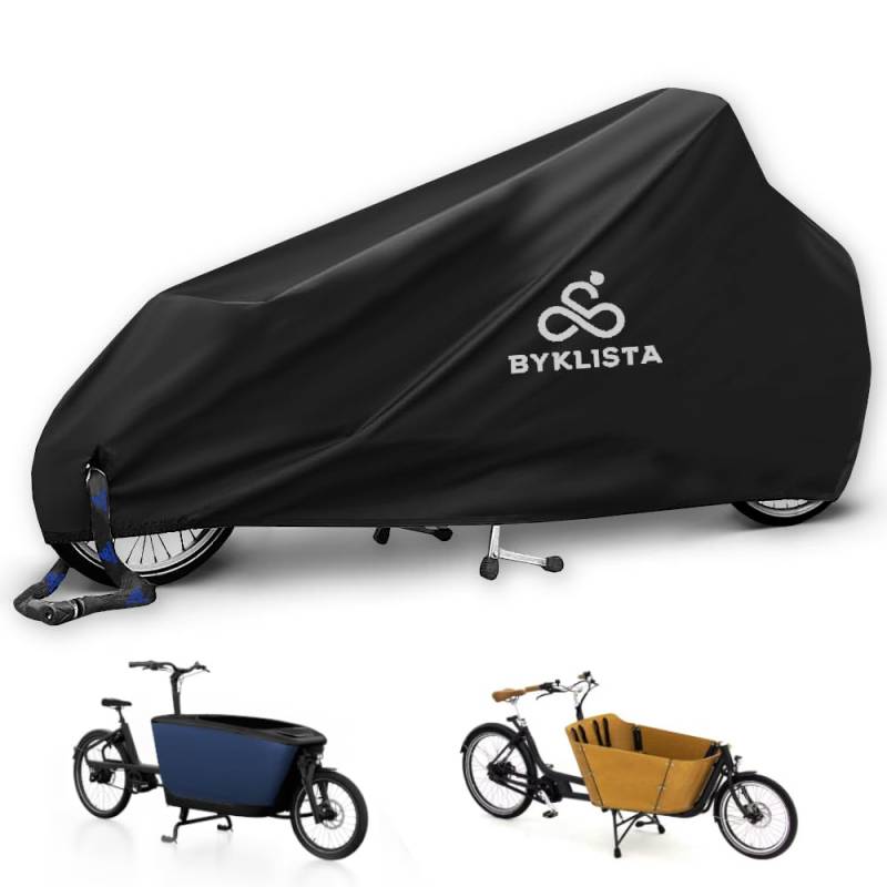 Byklista NEU Lastenrad Abdeckung - Fahrradabdeckung wasserdicht aus 300D Oxford-Gewebe verschweißte Innennähte - Fahrradgarage für Lastenrad Abdeckplane Fahrradschutzhülle Cargo Bike einspurig von BYKLISTA