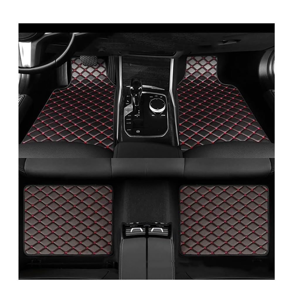 Auto Fußmatten für Alfa Romeo 156 Sportwagon 1997-2008,Autoteppiche Fahrzeug Fußmatten Set Innenraum Bodenmatten Allwetter Autofußmatten Teppichmatten Fußraum,A-BlackRed von BYKXQJIK