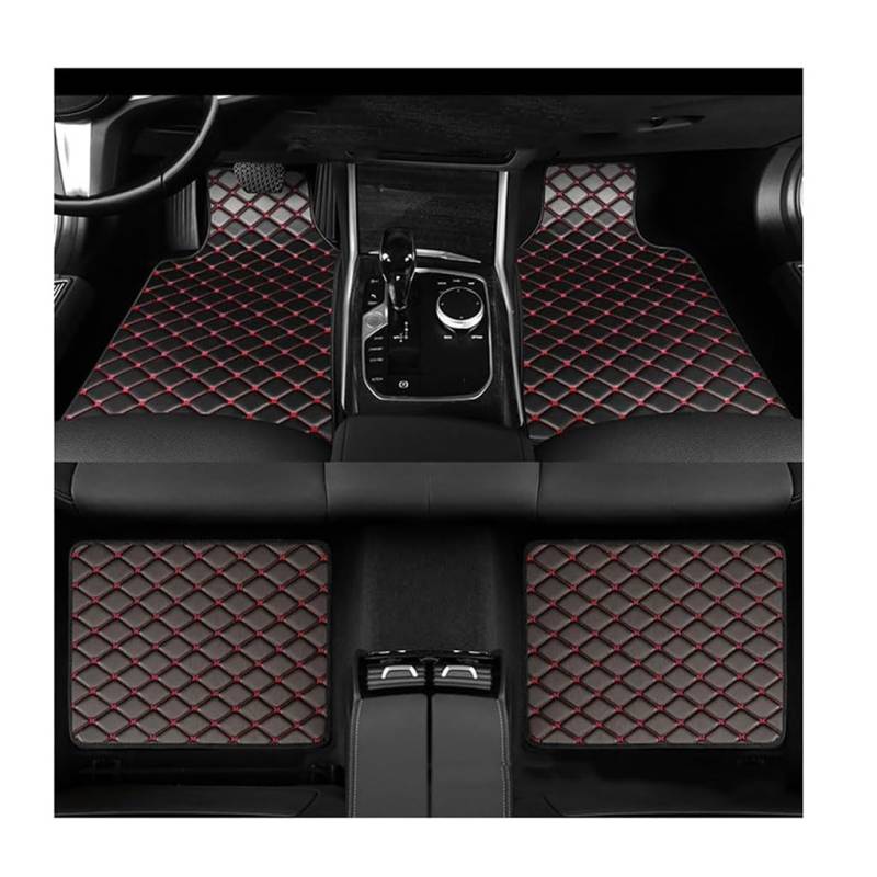 Auto Fußmatten für Hyundai Veracruz(5seats) 2007-2012,Autoteppiche Fahrzeug Fußmatten Set Innenraum Bodenmatten Allwetter Autofußmatten Teppichmatten Fußraum,A-BlackRed von BYKXQJIK