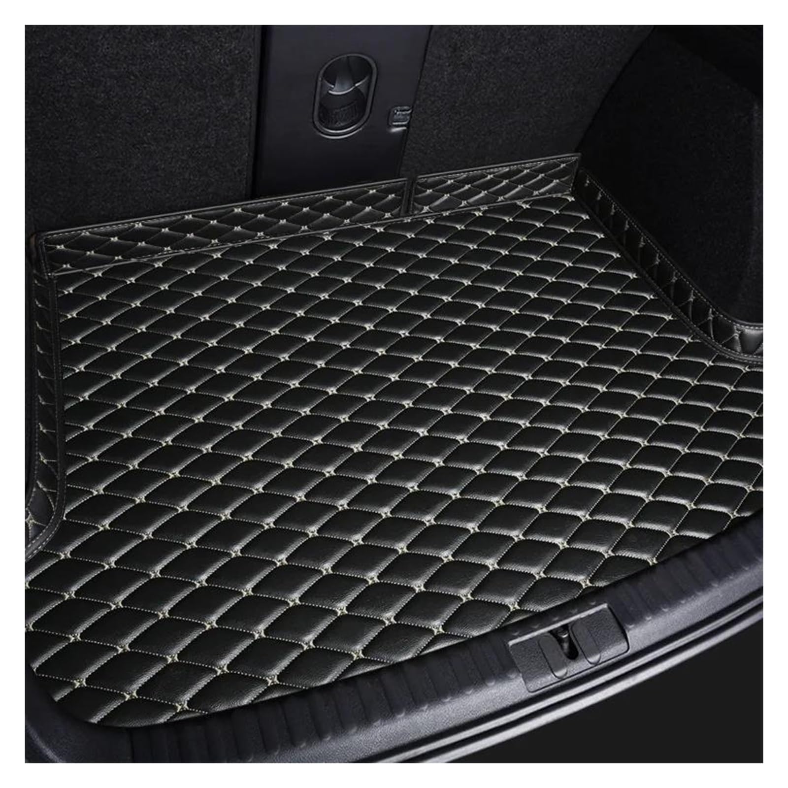 BYNGQW Auto Kofferraum Schutzmatte Leder Kofferraum Matte Auto Zubehör Innen Für Modell Y Für Modell 3 Für Modell S Für Modell X 6 Sitz(Black Beige,Model Y) von BYNGQW