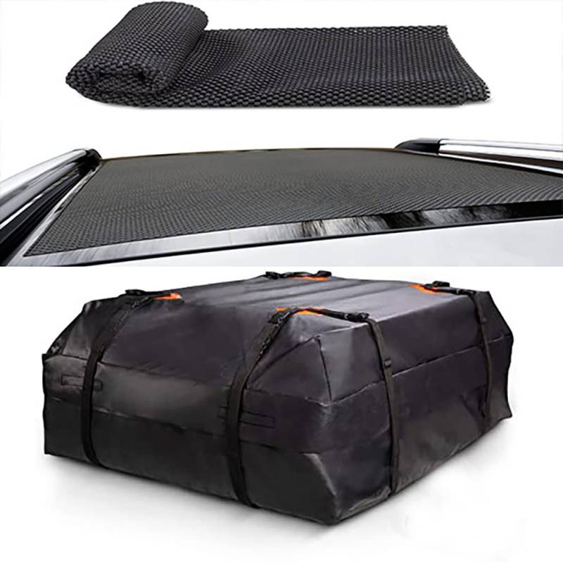 Auto Dachbox mit Anti-Rutsch Matte, 425L Wasserdicht Dachtasche Auto Cargo Bag 420D Oxford Dachgepäckträger Tasche Dachkoffer Cargo Carrier Bag Organizer Dachgepäckträger für Auto LKW SUV Vans von BYNYXI