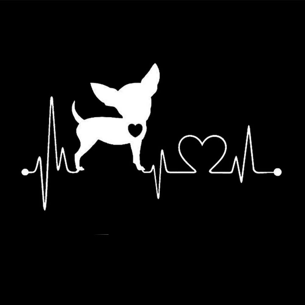 Herzschlag Hunde Aufkleber, 2 Stück Chihuahua Dog Heartbeat Love Sticker Reflektierende Lustige Aufkleber Auto JDM Sticker Tier Autoaufkleber wasserdichte Sticker für Auto LKW Computer Laptop von BYNYXI