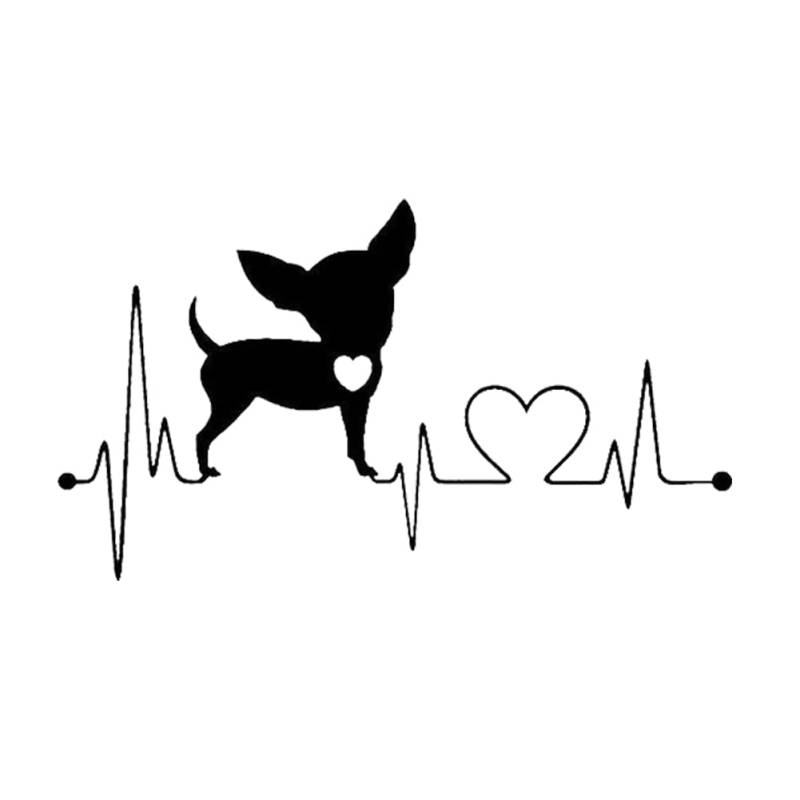 Herzschlag Hunde Aufkleber, 2 Stück Chihuahua Dog Heartbeat Love Sticker Reflektierende Lustige Aufkleber Auto JDM Sticker Tier Autoaufkleber wasserdichte Sticker für Auto LKW Computer Laptop von BYNYXI