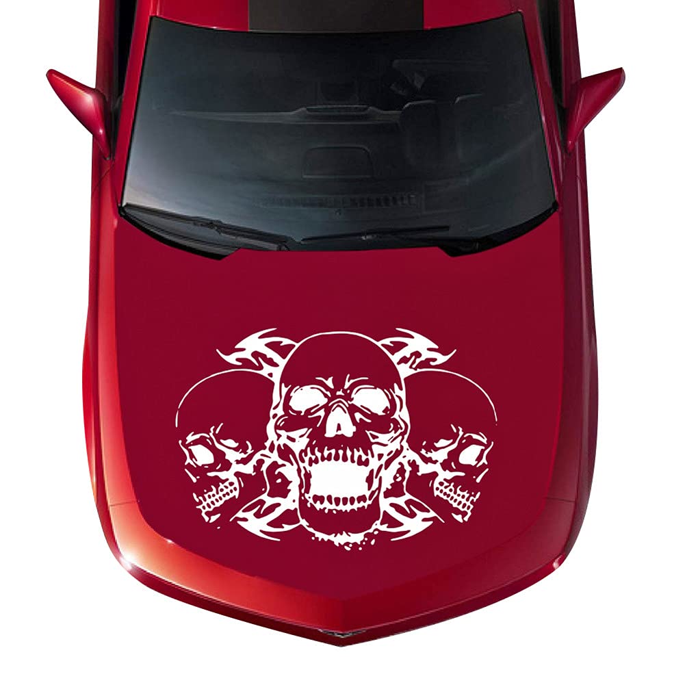 BYNYXI Totenkopf Autoaufkleber, Schädel Auto Motorhaube Aufkleber Personalisiert Karosserie Skelett Skull Aufkleber Lackkratzer Heckscheibe Totenkopfaufkleber Tattoo für Auto LKW-60cmx39cm von BYNYXI