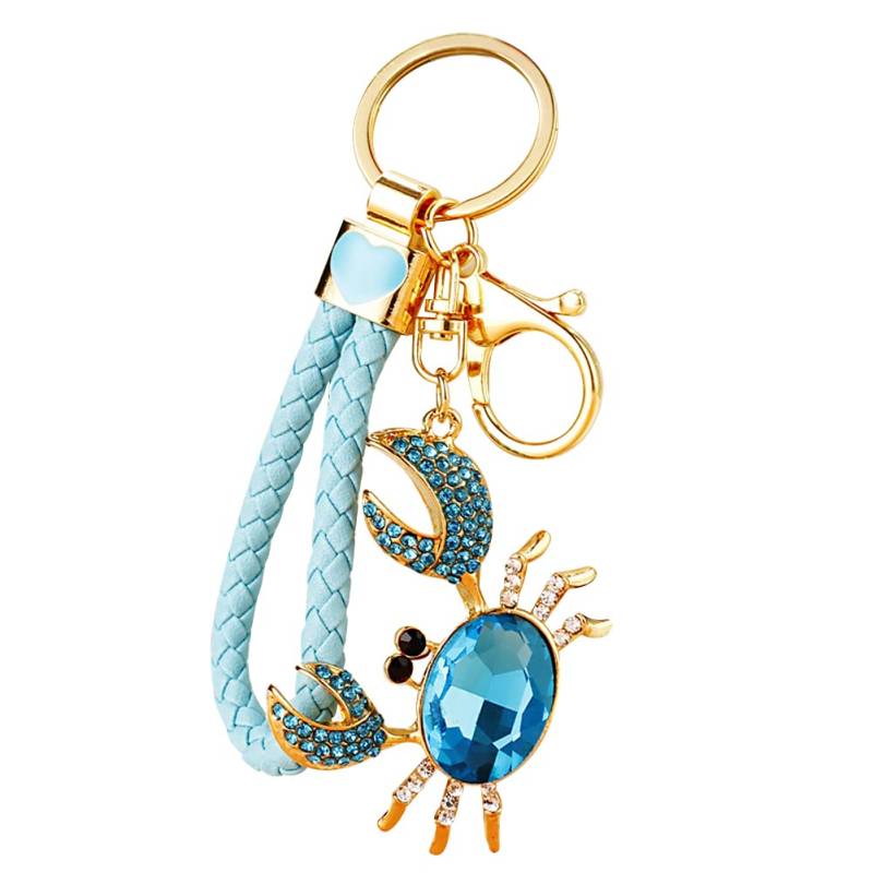 Strass Schlüsselanhänger Krabbe, Auto Schlüsselanhänger Tier Metall Glücksanhänger Schlüssel Keychain Cute Kawaii Schlüsselbund Schlüsselanhänger für Frauen Mädchen Geschenk-10cmx8cm von BYNYXI