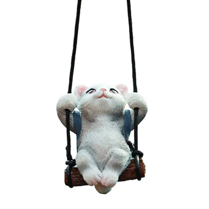 Swing Katze Anhänger, Auto Rückspiegel Anhänger Air Freshener Duftende Ornament Schaukel Katze Autospiegel Hängendes Zubehör Auto Anhänger für Spiegel Miniatur Auto Rückspiegel Dekoration von BYNYXI