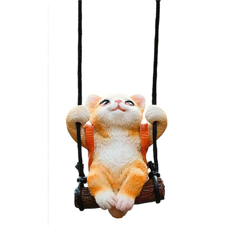 Swing Katze Anhänger, Auto Rückspiegel Anhänger Air Freshener Duftende Ornament Schaukel Katze Autospiegel Hängendes Zubehör Auto Anhänger für Spiegel Miniatur Auto Rückspiegel Dekoration von BYNYXI