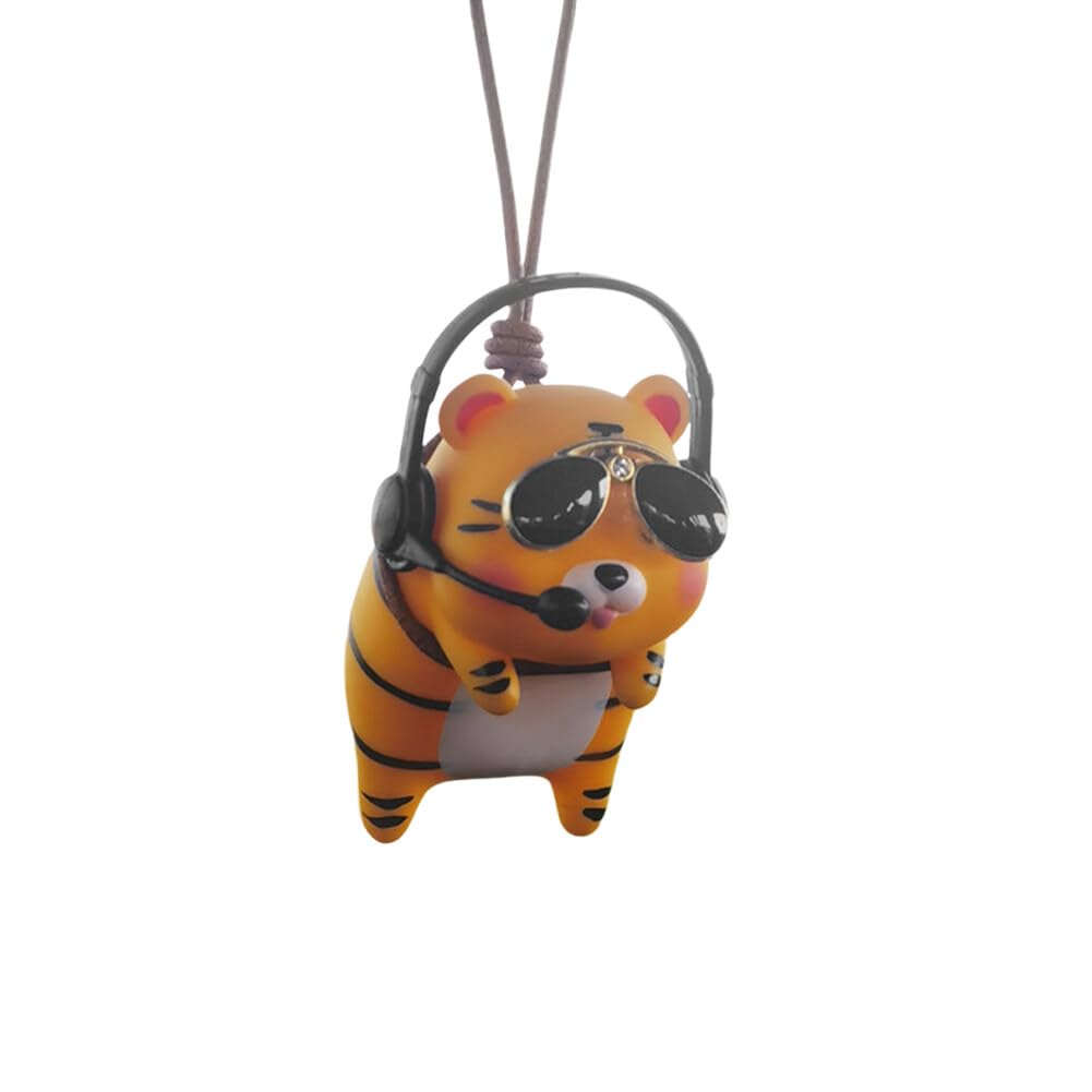 Tiger Auto Rückspiegel Anhänger, Lustige Swinging Autospiegel Anhänger Car Panda Tiger Schaukel Ornament für Innen Rückspiegel Süße Charms Spiegel Auto Innenraum Zubehör Deko von BYNYXI