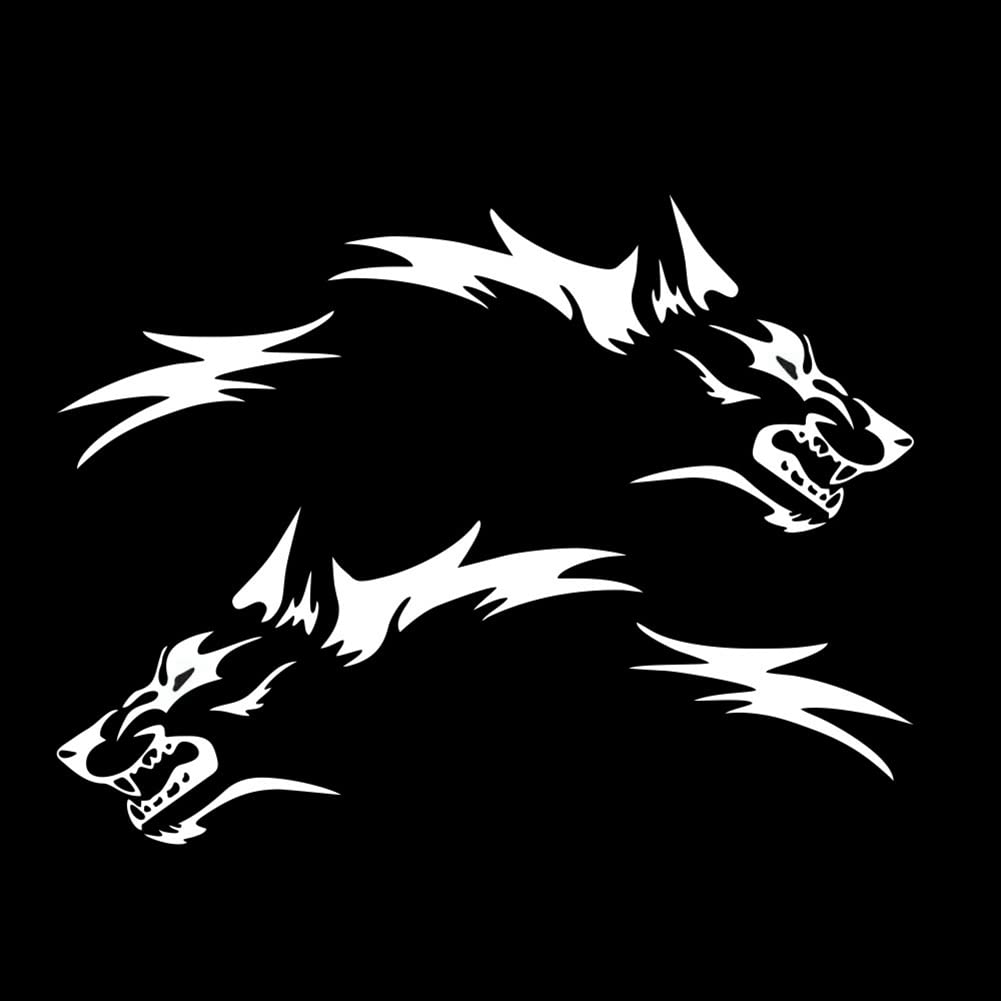 Wolf Auto Aufkleber, 2 Stück Realistische Wolfskopf Vinyl Aufkleber Seitenkörper Aufkleber Heckscheibe Tuning Wolf Car Sticker Wasserdicht Auto Fahrzeug Running Wolf Totem Autoaufkleber, 130cmx50cm von BYNYXI