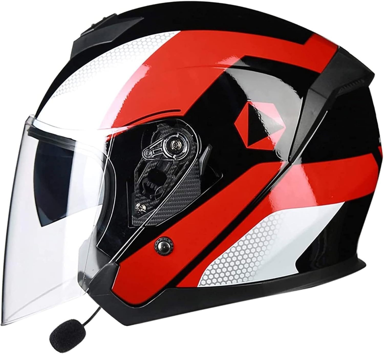 Jet-Helm, offener Motorradhelm mit integriertem Bluetooth, Motorrad-Halbhelm, 3/4 Retro-Helm, DOT/ECE-Zertifizierung, Erwachsene, Herren, Damen, Vintage-Helm D,L59-60CM von BYOUQ