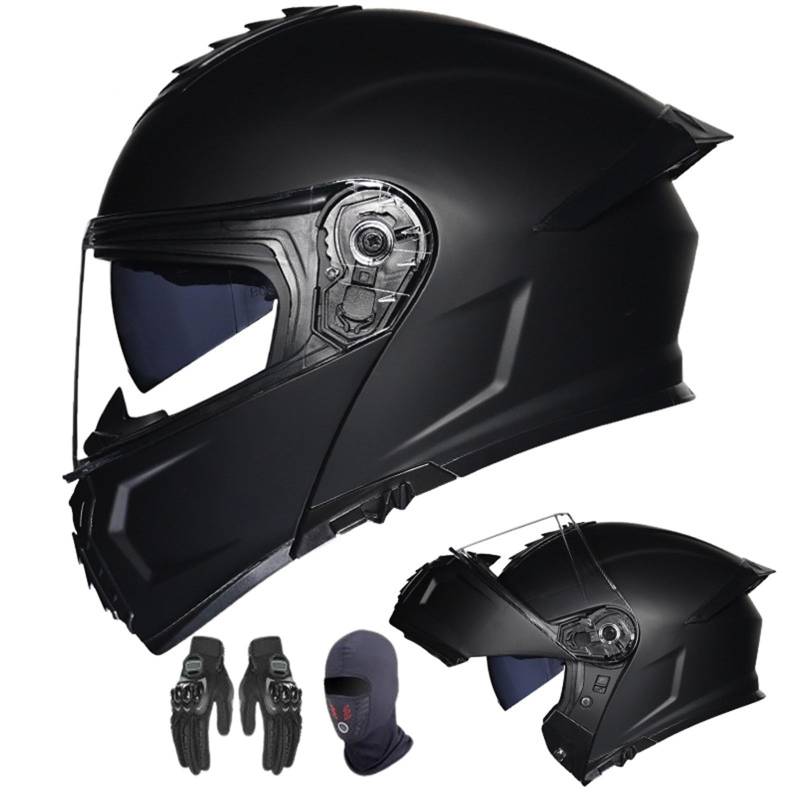 Klapphelm mit Doppelter Sonnenblende, Motorradhelm Modularer Unisex Integralhelm ECE Zulassung, Scooter Motocross für Erwachsene Männer Frauen A,L57-58CM von BYOUQ