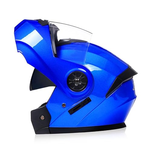 Motorrad Helm Integralhelm Motorradhelm Klapphelm mit Sonnenblende vorbereitet Klappbar In Motorradhelm DOT/ECE zugelassen (F, L) von BYOUQ