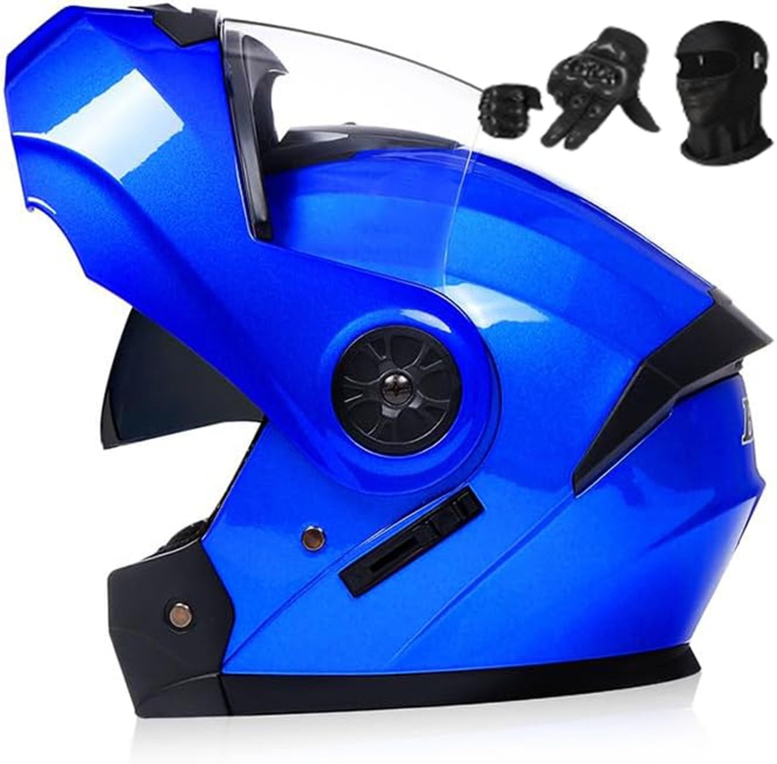 Motorradhelm DOT/ECE-Zugelassener Helm Motorrad Klapphelm Integrierter Motorradhelm mit Anti-Fog-Doppelvisier Vollgesichts Motorrad Rennhelm E,M57-58CM von BYOUQ