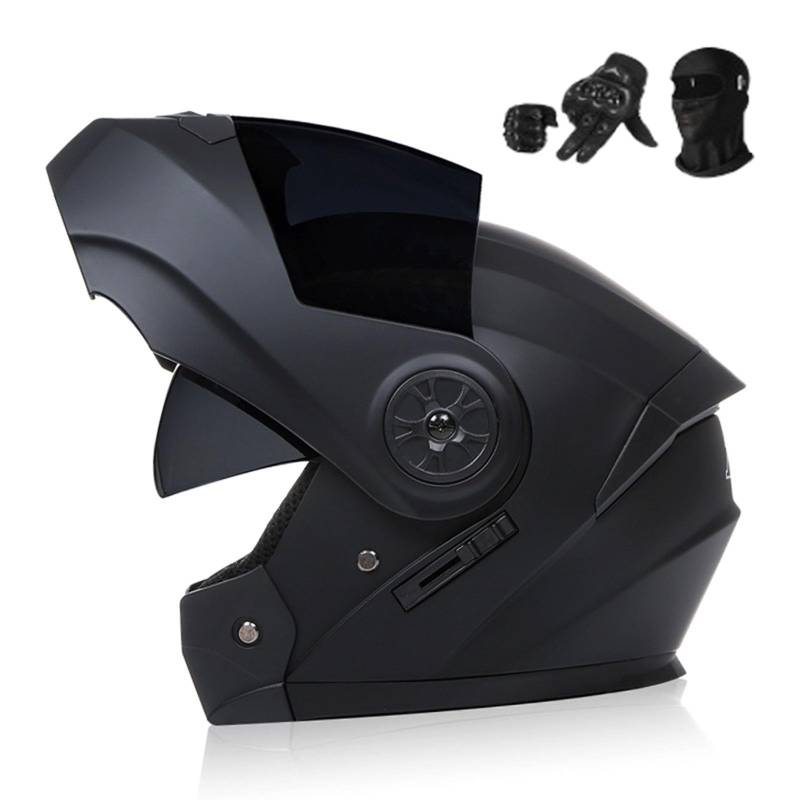 Motorradhelm DOT/ECE-Zugelassener Helm Motorrad Klapphelm Integrierter Motorradhelm mit Anti-Fog-Doppelvisier Vollgesichts Motorrad Rennhelm K,XL61-62CM von BYOUQ