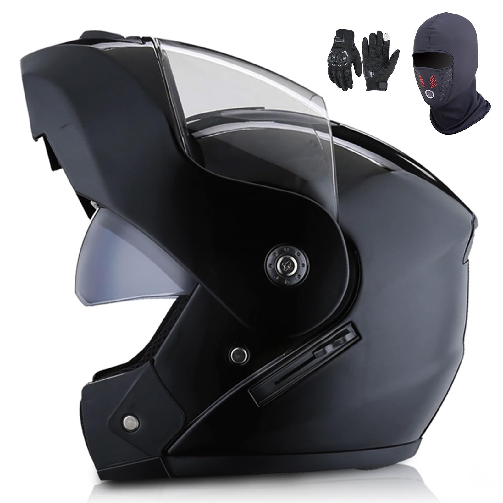 Motorradhelm Klapphelm Motorrad Modularer Helm Rollerhelm mit Doppelvisier ECE Genehmigte Integralhelm Racing Helm Motocross Helm for Damen Herren G,S55-56CM von BYOUQ