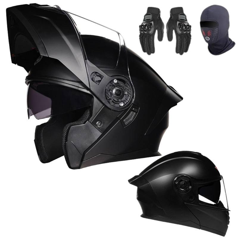 Motorradhelm Modular Helm Klapphelme ECE-geprüft, Mehrfachbelüftung Motorrad-Vollvisierhelm mit Doppelvisier, Helm für Motorräder Tragbarer Integralhelme R,L59-60CM von BYOUQ