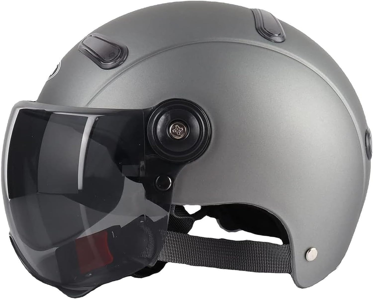 Motorradhelm für Erwachsene Stilvoller halboffener Helm mit Schutzbrille Motorradhelm Impack Restance Belüftungshelm zum Schutz der Verkehrssicherheit des Benutzers C,55-60CM von BYOUQ