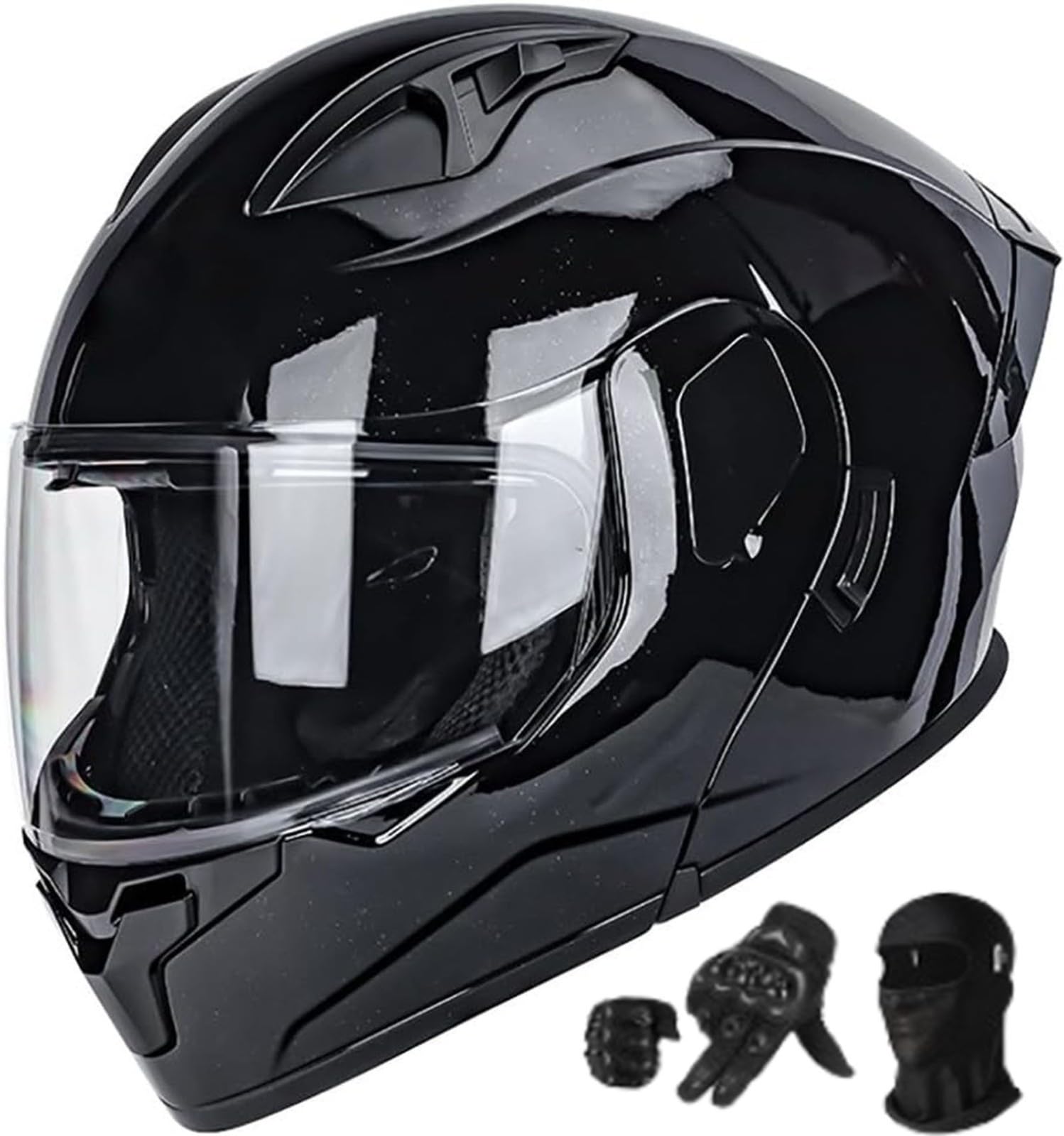 Motorradhelm mit DOT/ECE-Zugelassener Helm Motorrad Klapphelm Integrierter Motorradhelm mit Anti-Fog-Doppelvisier Vollgesichts Motorrad Rennhelm für Erwachsene E,M57-58CM von BYOUQ