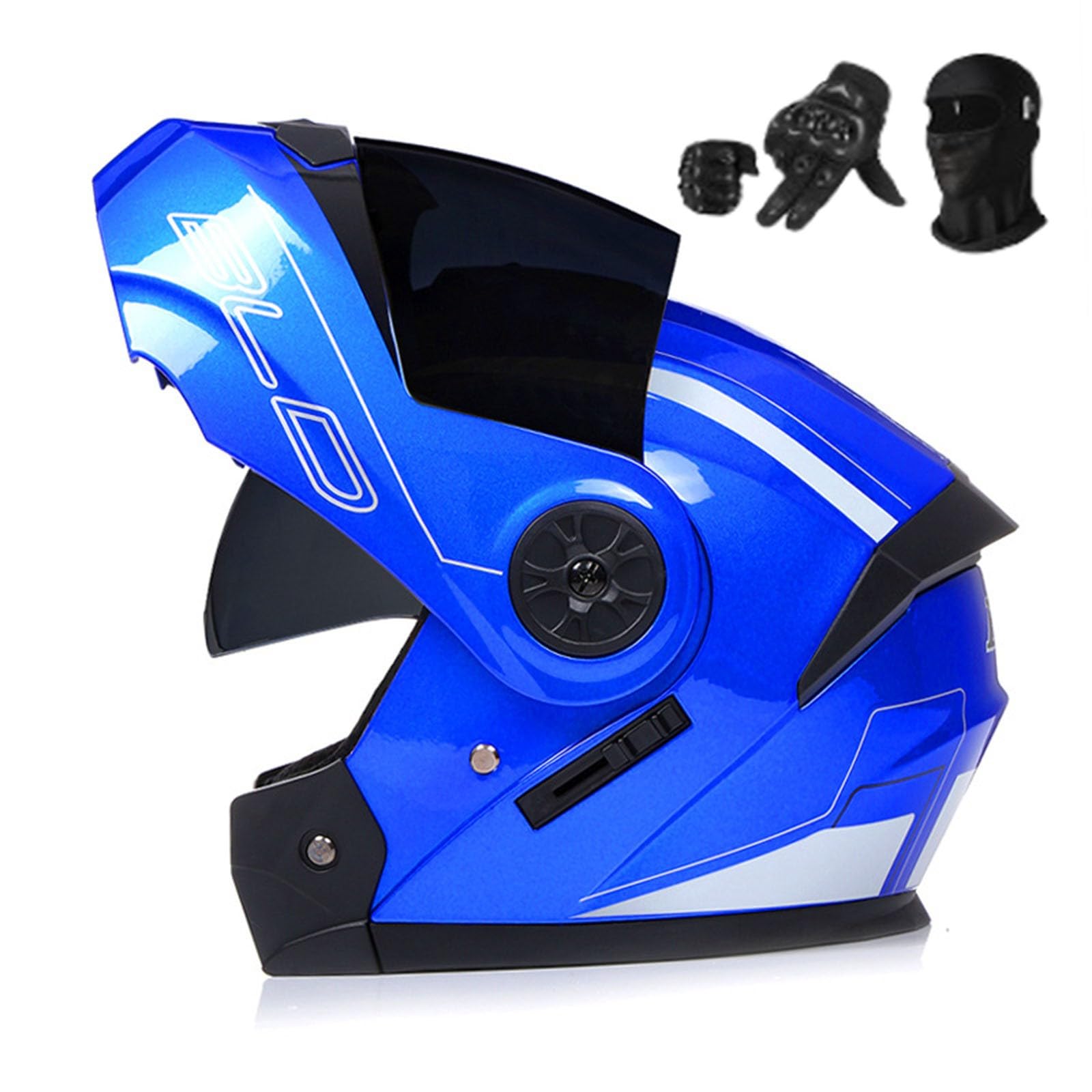 Motorradhelm mit DOT/ECE-Zugelassener Helm Motorrad Klapphelm Integrierter Motorradhelm mit Anti-Fog-Doppelvisier Vollgesichts Motorrad Rennhelm für Erwachsene P,XL61-62CM von BYOUQ