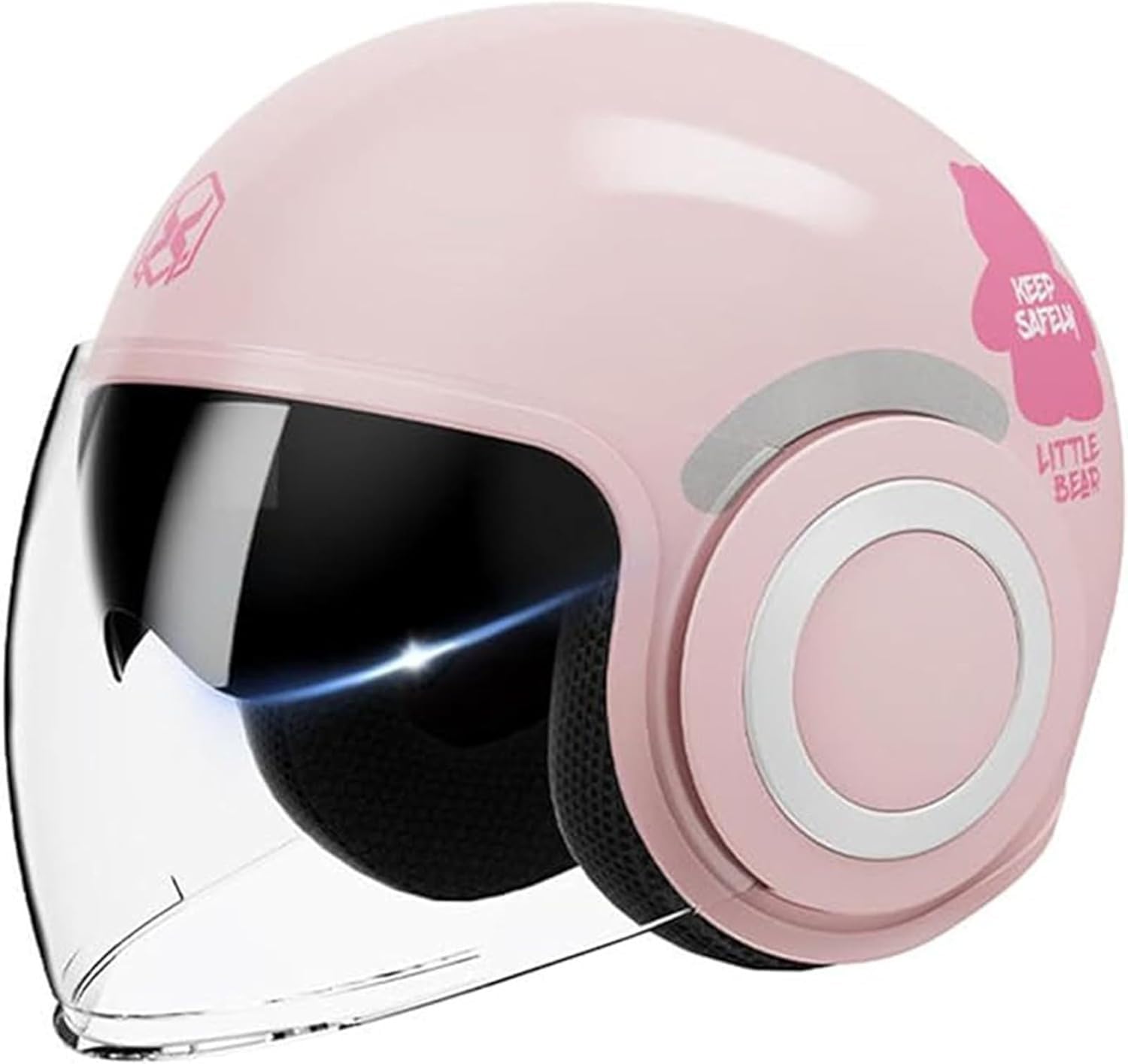 Open Face Motorradhelm Erwachsene Damen Herren 3/4 Retro Classic Mopedhelm DOT/ECE-zugelassene Half Face Vintage Motorradhelme mit Visier Scooter A,54-61CM von BYOUQ