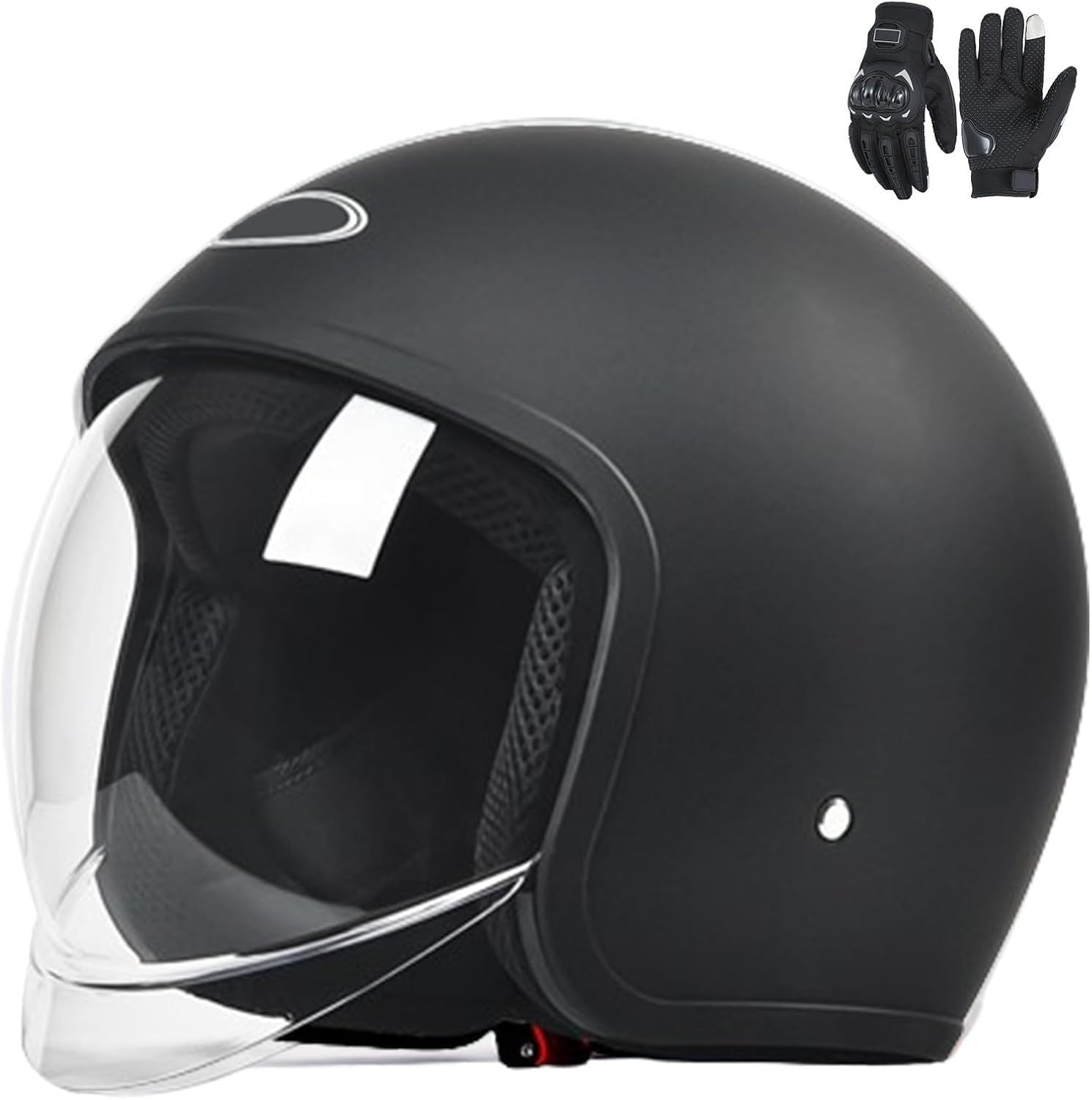 Rollerhelm Sturzhelm Chopper Helm,Jethelme Halbhelme Motorradhelm ECE 22.06 mit Doppelvisier Sonnenblende für Damen Herren Erwachsene A,55-60CM von BYOUQ