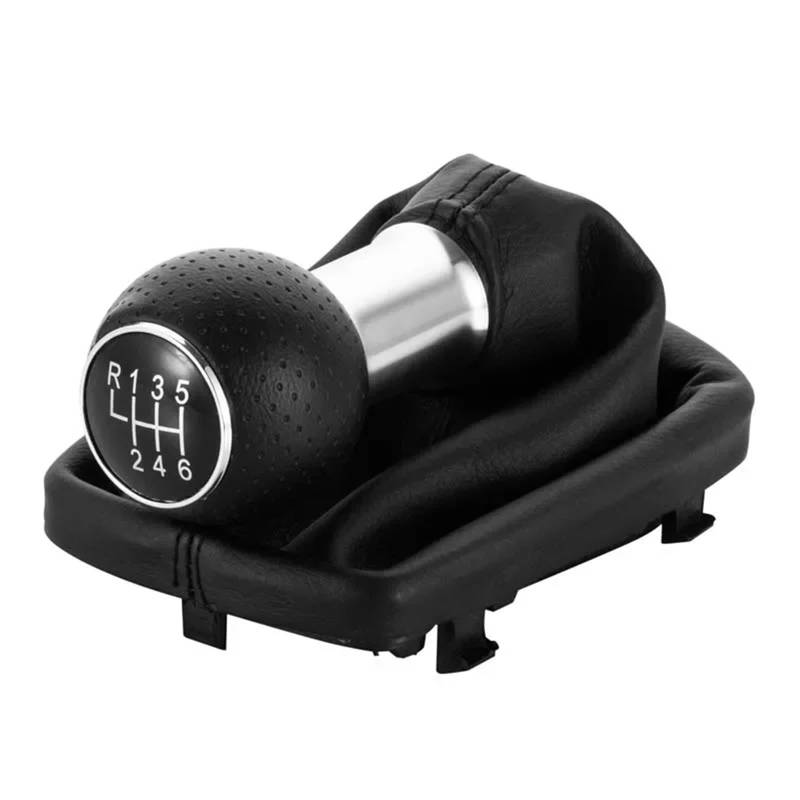 Schaltknauf Auto Gang Hebel Schalthebelknauf 12mm 5/6 Gang Schaltknauf Shifter Hebel Griff Kopf Gamasche Boot Abdeckung Auto Zubehör Für A3 Für S3 2001 2002 2003(Black 6speed) von BYSKJZ