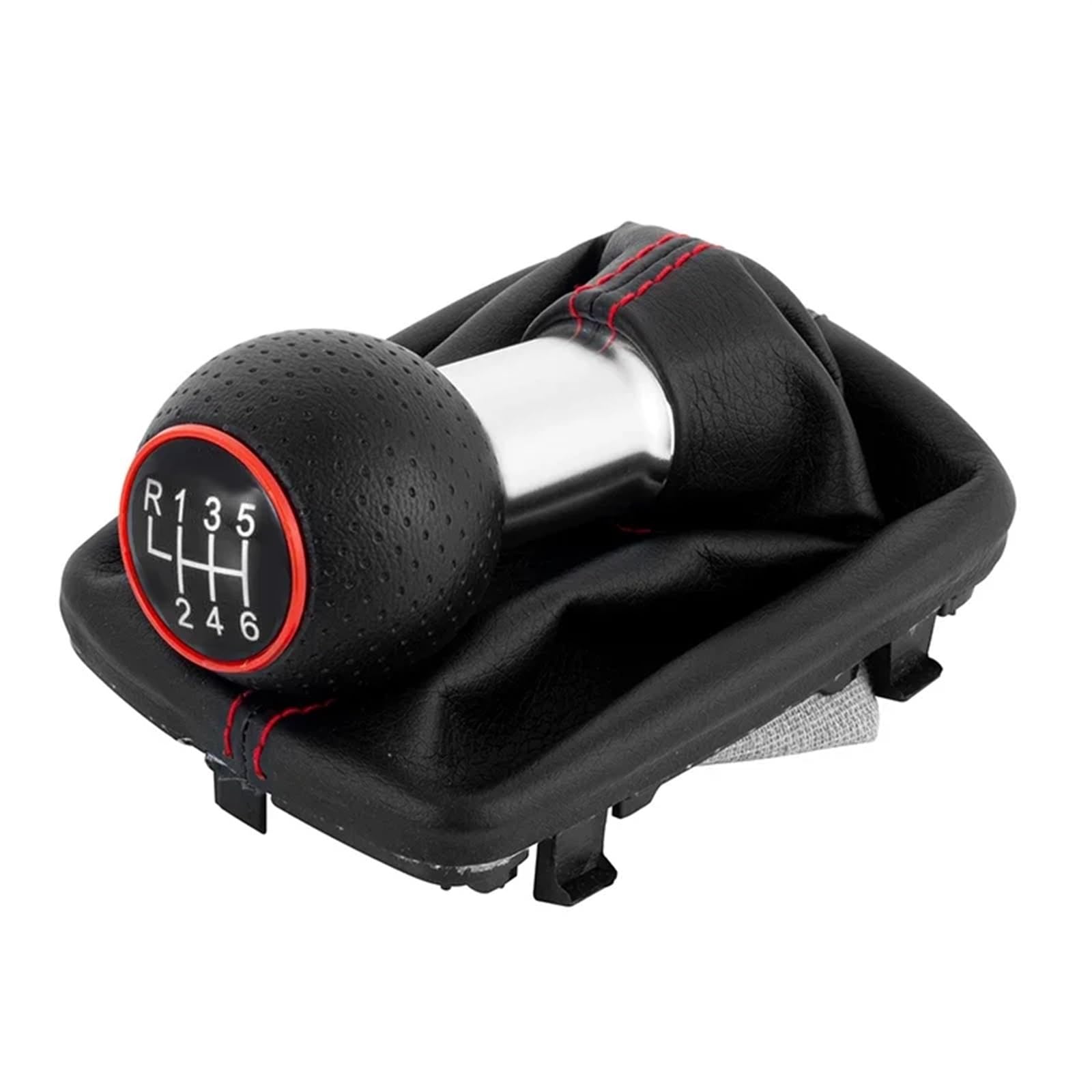 Schaltknauf Auto Gang Hebel Schalthebelknauf 12mm 5/6 Gang Schaltknauf Shifter Hebel Griff Kopf Gamasche Boot Abdeckung Auto Zubehör Für A3 Für S3 2001 2002 2003(Red 6speed) von BYSKJZ