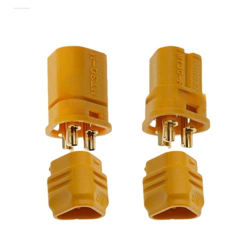 5 Sets von MT30, Aeromodelling-Stecker, dreiadrig, geringer Verlust, Controller, MOTOR.15 A gelbe männliche und weibliche Köpfe. MT30-M/MT30-F von BYTNHNT