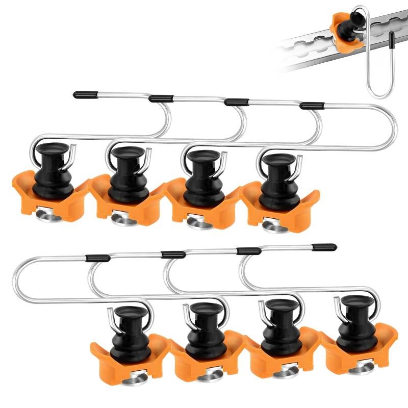 Haken für Airlineschiene, 8 Stück Airlineschiene Fitting, Single Endbeschlag für Airlineschienen, Zurrschienen Fitting, für Sicheres Verzurren und Transportieren, Orange, 1000kg / daN von BYZESTY