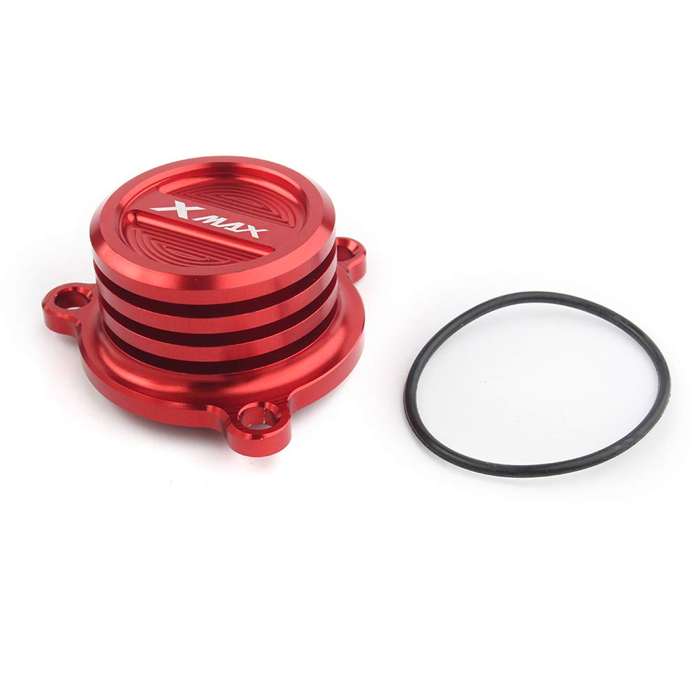 Bacar Motorrad Motoröl Filter Abdeckung CNC Kappe Mithelfer Für XMAX 250 ABS 300 400 2018, Rot von Bacar