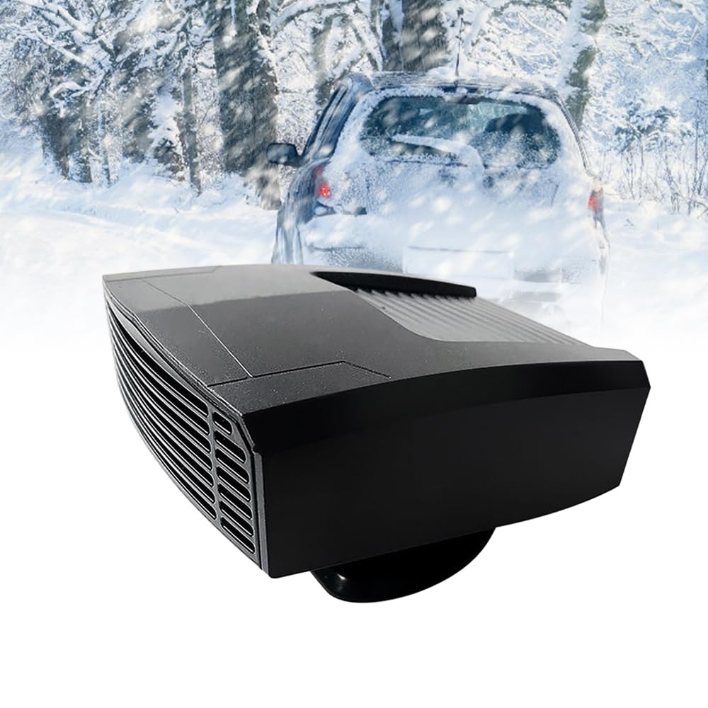 Baceyong Auto-Heizung 12V 150W Zigarettenanzünder, 2-In-1 Tragbare Auto Auftauheizung, Entfroster Mit 360° Drehbasis, Windschutzscheiben Scheibenenteiser Zeltheizung, Auto Heizung Winter, Schwarz von Baceyong