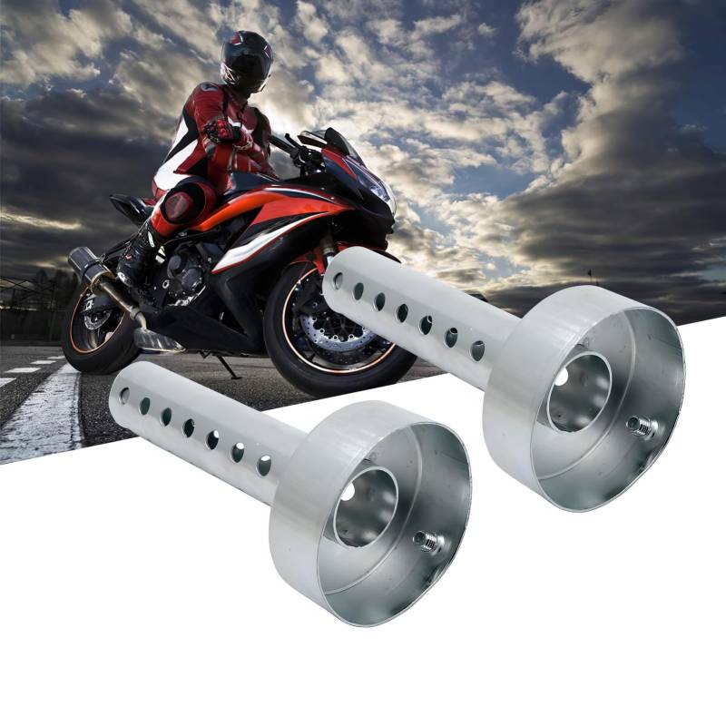 Baceyong 2-teiliger Motorrad-Schalldämpfer, DB-Killer, Auspuffrohr-Deflektor, Auspuff-Schalldämpfer 60 mm – Silber von Baceyong